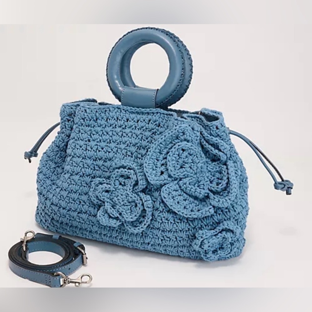 Patricia Nash Carlina Butterfly Crochet Satchel with Crossbody Strap Mirage
